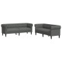 Juego de Sofá 2 pcs Gris oscuro tela