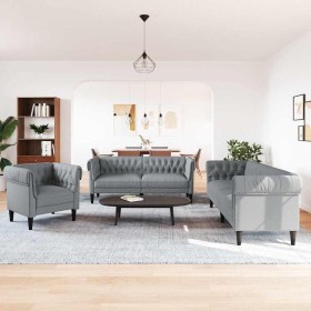 Juego de Sofá 3 pcs Gris claro tela