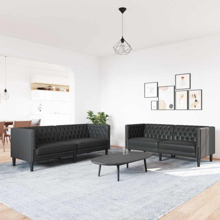 Juego de Sofá 2 pcs Negro 194 x 74.5 x 70.5 cm Cuero sintético