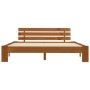 Estructura cama con cabecero madera pino marrón miel 160x200 cm