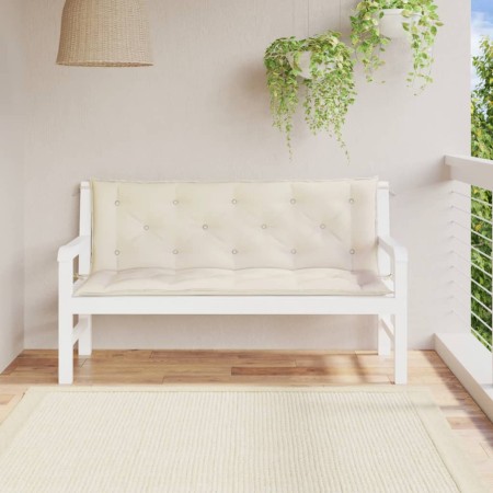 Cojines de banco de jardín 2 uds blanco crema 150x50x7 cm