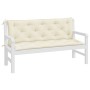 Cojines de banco de jardín 2 uds blanco crema 150x50x7 cm