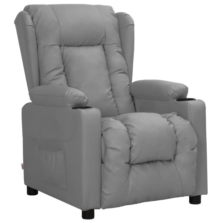 Sillón reclinable de cuero sintético gris