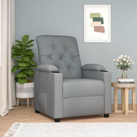 Sillón reclinable de tela gris claro