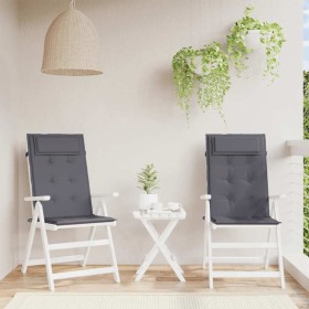 Cojines de silla respaldo alto 2 uds tela Oxford gris antracita Cojines de silla respaldo alto 2 uds tela Oxford gris antracita