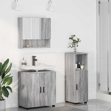 Juego de muebles de baño 3 pcs Gris sonoma 61 x 35 x 64 cm