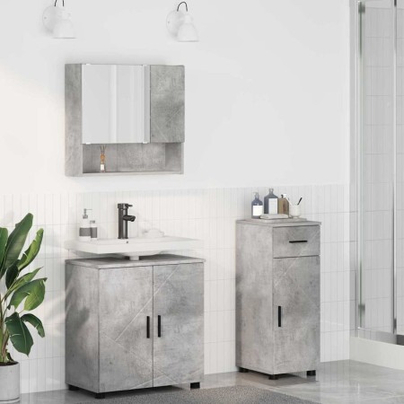 Juego de muebles de baño 3 pcs Gris hormigón 61 x 35 x 64 cm