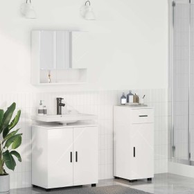 Juego de muebles de baño 3 pcs Blanco brillante 61 x 35 x 64 cm