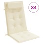 Cojines de silla respaldo alto 4 uds tela Oxford color crema