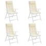 Cojines de silla respaldo alto 4 uds tela Oxford color crema
