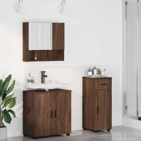 Juego de muebles de baño 3 pcs Marrón roble 61 x 35 x 64 cm