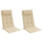 Cojines de silla con respaldo alto 2 uds tela Oxford beige