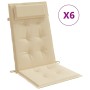 Cojines de silla con respaldo alto 6 uds tela Oxford beige