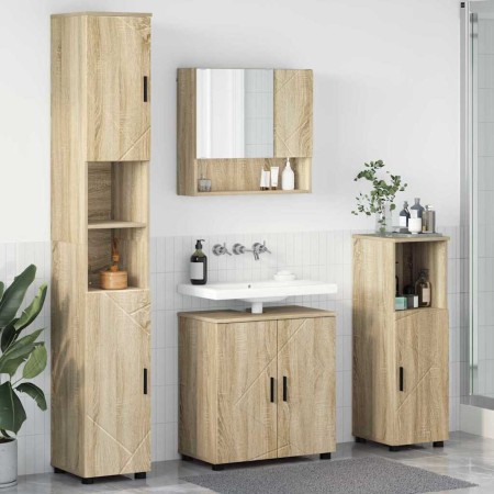 Juego de muebles de baño 4 pcs Roble Sonoma 61 x 35 x 64 cm