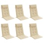 Cojines de silla con respaldo alto 6 uds tela Oxford beige