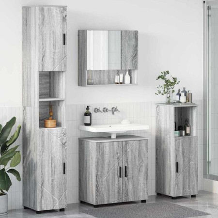 Juego de muebles de baño 4 pcs Gris sonoma 61 x 35 x 64 cm