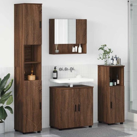 Juego de muebles de baño 4 pcs Marrón roble 61 x 35 x 64 cm