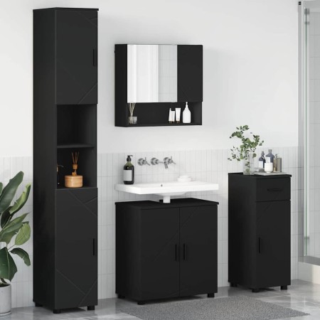 Juego de muebles de baño con cajón 4 pcs Negro 61 x 35 x 64 cm