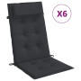 Cojines de silla con respaldo alto 6 uds tela Oxford negro