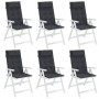 Cojines de silla con respaldo alto 6 uds tela Oxford negro