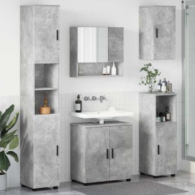 Juego de muebles de baño 5 pcs Gris hormigón 61 x 35 x 64 cm