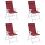 Cojines de silla con respaldo alto 4 uds tela Oxford rojo tinto