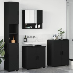 Juego de muebles de baño con puerta 4 pcs Negro 61 x 35 x 64 cm