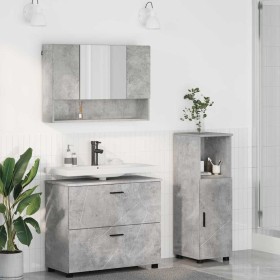 Juego de muebles de baño 3 pcs Gris hormigón 76.5 x 35 x 64 cm