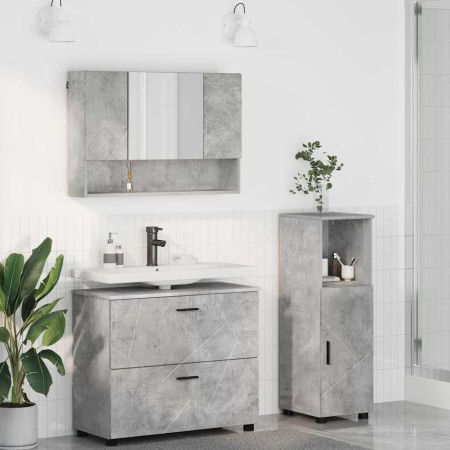 Juego de muebles de baño 3 pcs Gris hormigón 76.5 x 35 x 64 cm