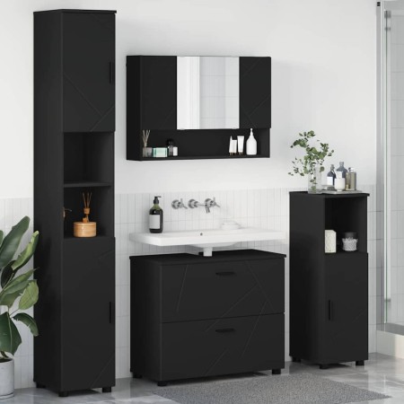 Juego de muebles de baño con cajón 4 pcs Negro 30 x 35 x 192 cm