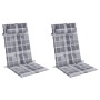 Cojines de silla respaldo alto 2 uds tela Oxford a cuadros gris