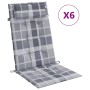 Cojines de silla respaldo alto 6 uds tela Oxford a cuadros gris