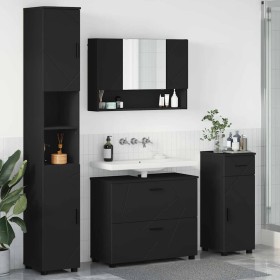 Juego de muebles de baño con cajón 4 pcs Negro 30 x 35 x 192 cm
