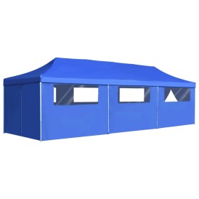 Carpa plegable Pop-up con 8 paredes laterales 3x9 m azul