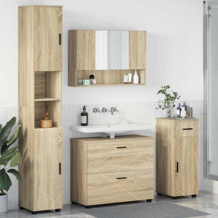 Juego de muebles de baño 4 pcs Roble Sonoma 30 x 35 x 192 cm
