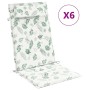 Cojines silla respaldo alto 6 uds tela Oxford estampado hojas