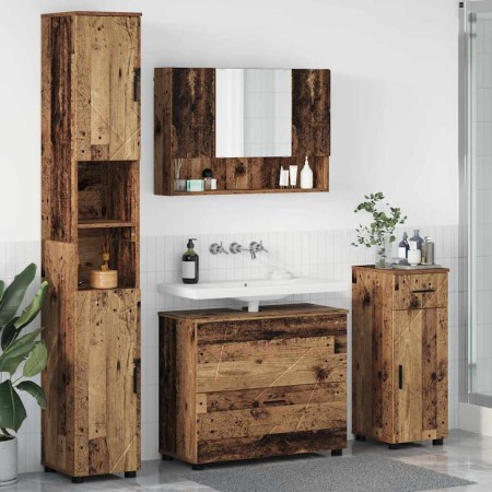 Juego de muebles de baño 4 pcs Madera vieja 30 x 35 x 192 cm