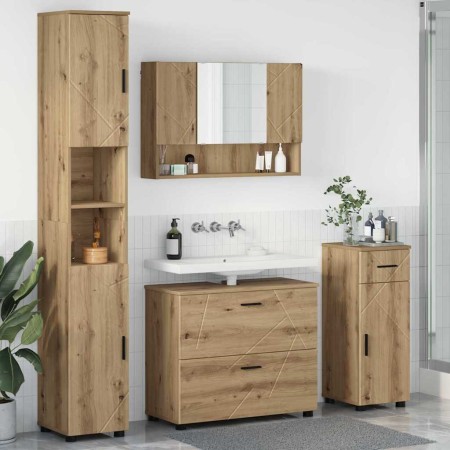 Juego de muebles de baño 4 pcs Roble artisan 30 x 35 x 192 cm
