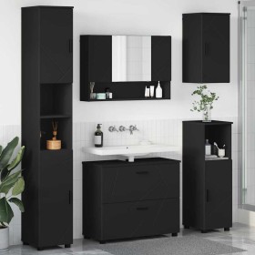 Juego de muebles de baño con cajón 5 pcs Negro 30 x 35 x 192 cm