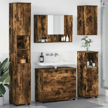 Juego de muebles de baño 5 pcs Roble ahumado 30 x 35 x 192 cm