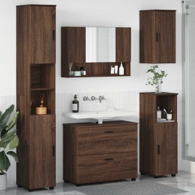 Juego de muebles de baño 5 pcs Marrón roble 30 x 35 x 192 cm