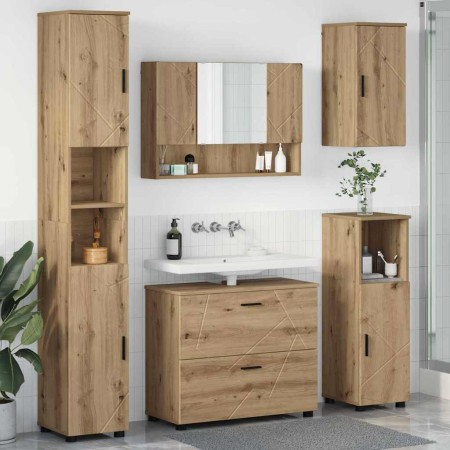 Juego de muebles de baño 5 pcs Roble artisan 30 x 35 x 192 cm