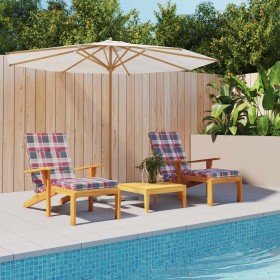 Cojines para tumbona 2 uds tela Oxford a cuadros rojo Cojines para tumbona 2 uds tela Oxford a cuadros rojo