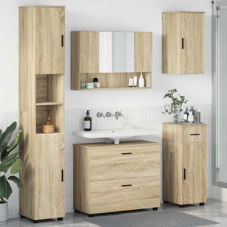 Juego de muebles de baño 5 pcs Roble Sonoma 30 x 35 x 192 cm