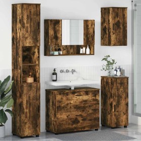 Juego de muebles de baño 5 pcs Roble ahumado 30 x 35 x 192 cm