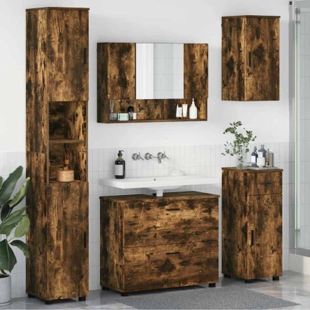 Juego de muebles de baño 5 pcs Roble ahumado 30 x 35 x 192 cm