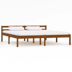 Estructura cama sin colchón madera pino marrón miel 160x200 cm Estructura cama sin colchón madera pino marrón miel 160x200 cm