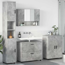 Juego de muebles de baño 4 pcs Gris hormigón 30 x 35 x 192 cm