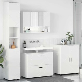 Juego de muebles de baño con cajón 4 pcs Blanco brillante