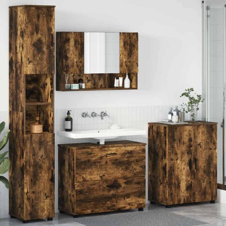 Juego de muebles de baño 4 pcs Roble ahumado 30 x 35 x 192 cm